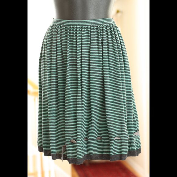 MISSONI Green and Gray Horizontal Skirt - Picture 1 of 6